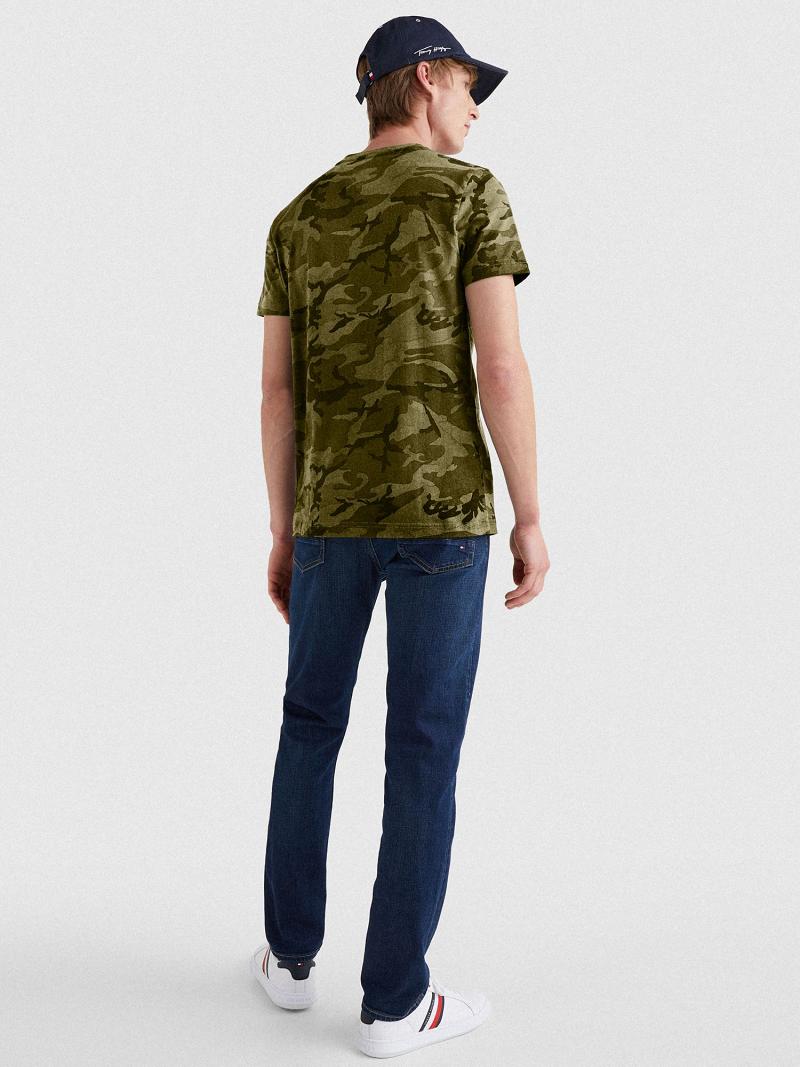 Férfi Tommy Hilfiger Camo logo Póló Olivazöld | HU 795BEX